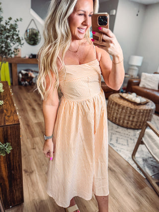 A Charming Striped Midi Dress-Orange