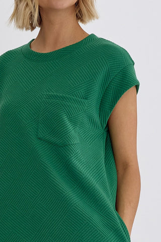 Cool And Comfy Textured Kelly Green Dress