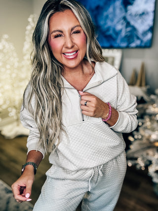 DOORBUSTER Quilted Cozy Lounge Top- Beige