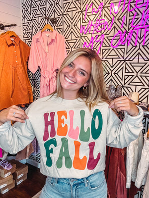 Hello Fall Retro Tan Sweatshirt