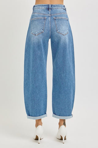 Risen High Rise Crop Mild Barrel Jeans