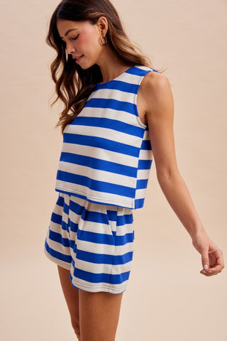4th Of July Stripe Pique Knit Top & Shorts Set