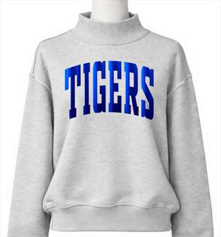 PREORDER Ash Grey Mock Neck Tigers in Royal Metallic Puff