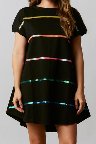 Let Your Style Shine Rainbow Sequin Stripe Dress