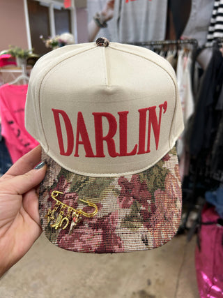 PREORDER Darlin’ Red Vintage Floral Canvas Trucker Hat