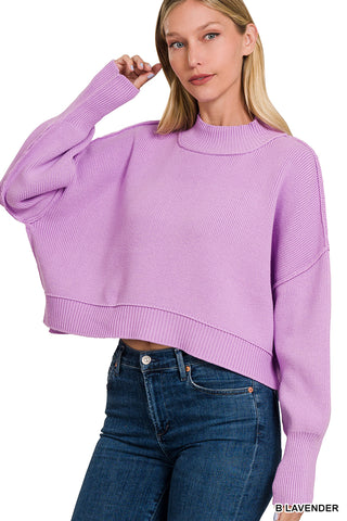 Snuggle Up Side Slit Bright Lavender Sweater