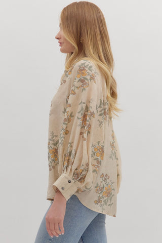 Oh So Sweet Taupe Floral Top
