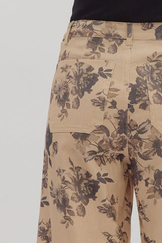 Floral Pattern Mid Rise Ankle Pants