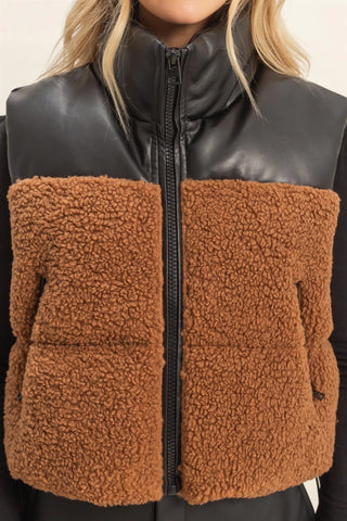 PREORDER Sherpa Pu Puffer Vest
