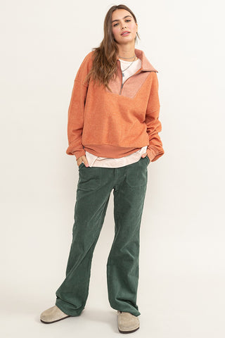 Comfy Is Cute Heathered Orange 3/4 Pullover