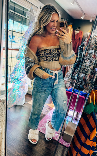 Après Chic Alpine-Knit Shrug and Tube Top Set - Taupe