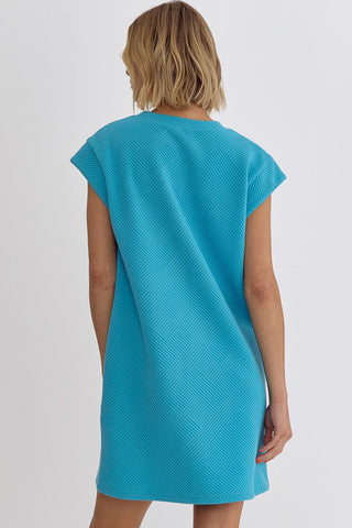 Cool And Comfy Textured Aqua Dress