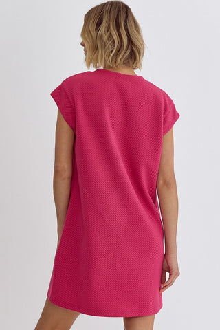 Cool And Comfy Textured Fuchsia Dress