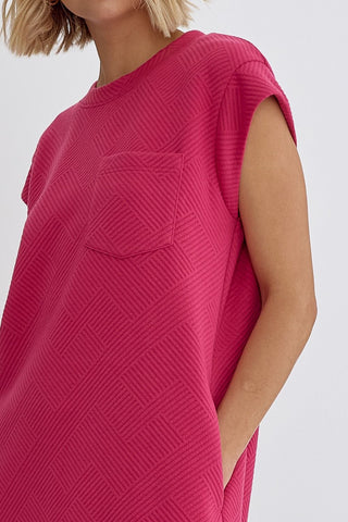 Cool And Comfy Textured Fuchsia Dress