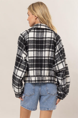 Plenty Of Compliments Black Plaid Zip Up Jacket