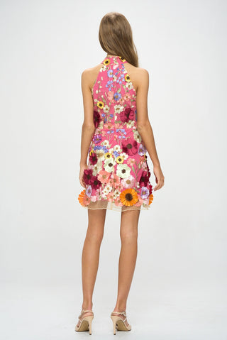 Hot Date Embroidered 3D Flower Dress