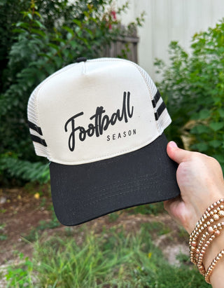 PREORDER Football Season Black Striped Canvas Trucker Hat