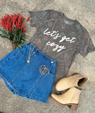 PREORDER Let’s Get Cozy Dark Camo Shortsleeve