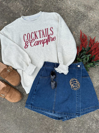 PREORDER Cocktails & Campfires Oatmeal Knit Sweater