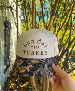 PREORDER Bad Day To Be A Turkey Khaki/ Real Camo Canvas Trucker