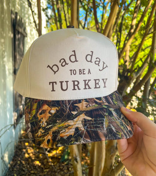PREORDER Bad Day To Be A Turkey Khaki/ Real Camo Canvas Trucker