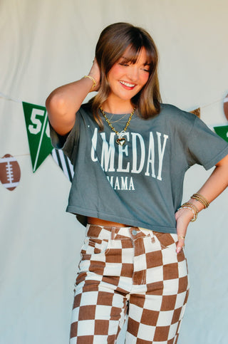 PREORDER Gameday Mama Vintage Charcoal Crop
