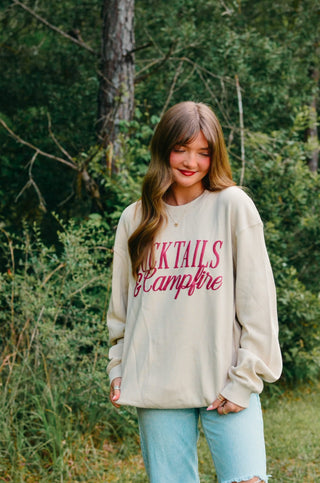 PREORDER Cocktails & Campfires Waffle knit sweater
