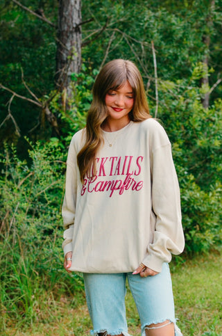 PREORDER Cocktails & Campfires Waffle knit sweater