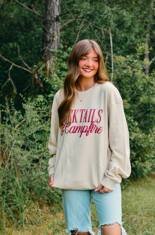 PREORDER Cocktails & Campfires Waffle knit sweater