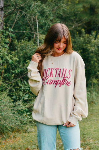 PREORDER Cocktails & Campfires Waffle knit sweater