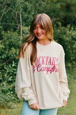 PREORDER Cocktails & Campfires Waffle knit sweater