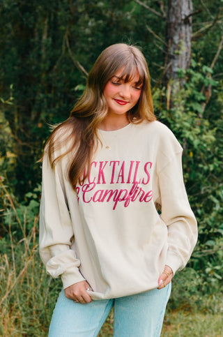 PREORDER Cocktails & Campfires Waffle knit sweater
