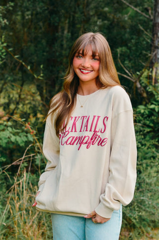 PREORDER Cocktails & Campfires Waffle knit sweater