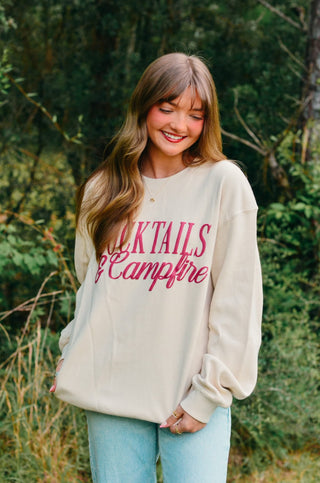 PREORDER Cocktails & Campfires Waffle knit sweater