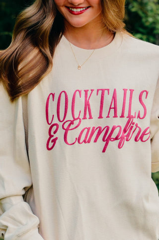 PREORDER Cocktails & Campfires Waffle knit sweater
