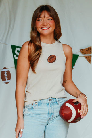 PREORDER Football Tan Ribbed Tank