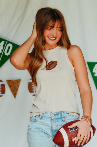 PREORDER Football Tan Ribbed Tank