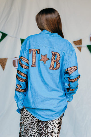 PREORDER Football Leopard Denim Shirt