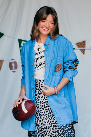 PREORDER Football Leopard Denim Shirt