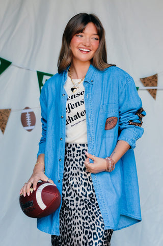 PREORDER Football Leopard Denim Shirt