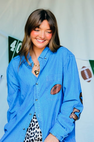 PREORDER Football Leopard Denim Shirt