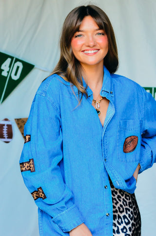 PREORDER Football Leopard Denim Shirt