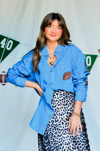 PREORDER Football Leopard Denim Shirt