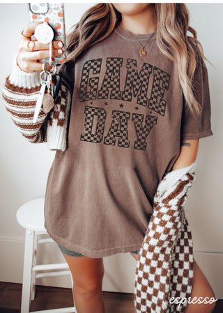 Game Day Checkered Tee *12 Colors (S-3X)