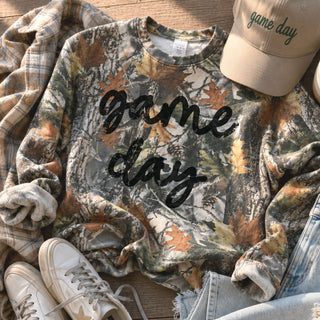 PREORDER Camo Cursive Game Day Sweatshirt *CAMO (S-3X)