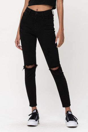 Cello Black High Rise Distressed Ankle